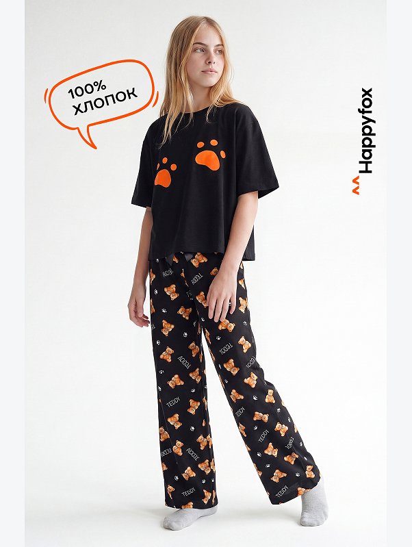 Хлопковая пижама для девочки Happyfox