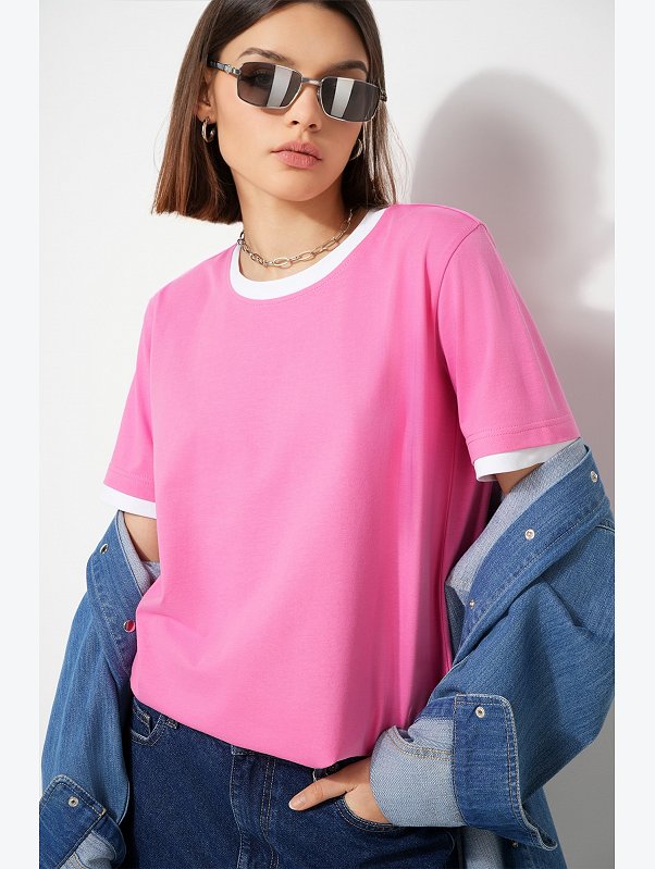 Женская базовая футболка из хлопка с кантом 3 шт. Happyfox