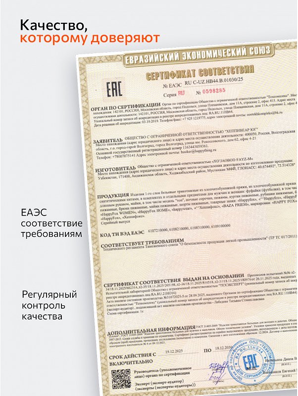 Мужская базовая футболка из хлопка 3 шт. Happyfox
