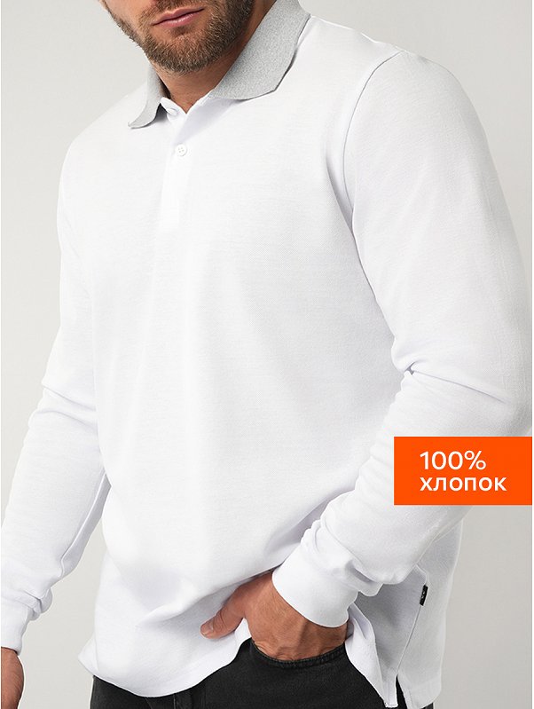 Мужской базовый лонгслив-поло Happyfox