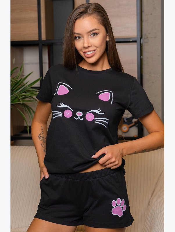 Женская хлопковая пижама с шортами Happyfox