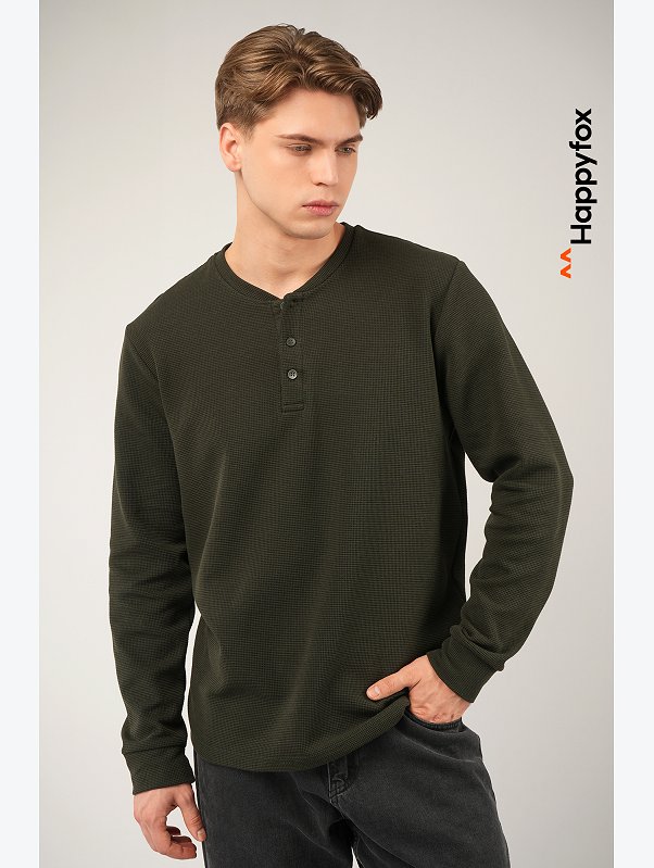 Мужской лонгслив на пуговицах Happyfox