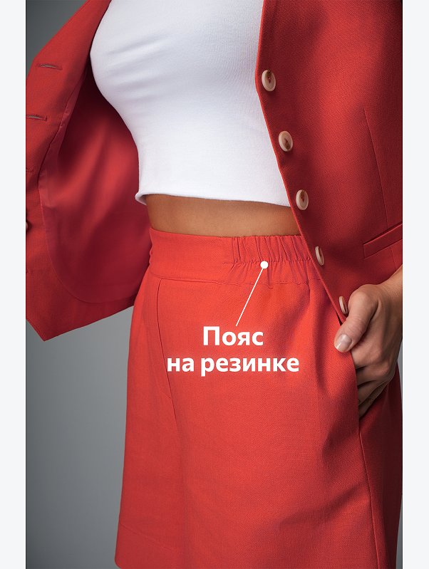 Женский льняной костюм жилет с шортами Happyfox