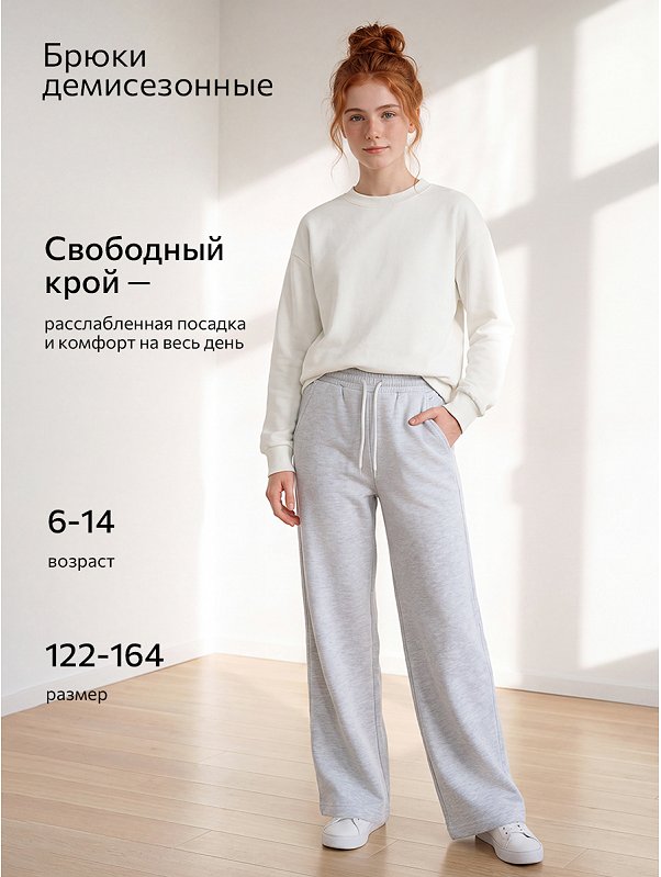 Брюки спортивные из футера трехнитки для девочки Happyfox