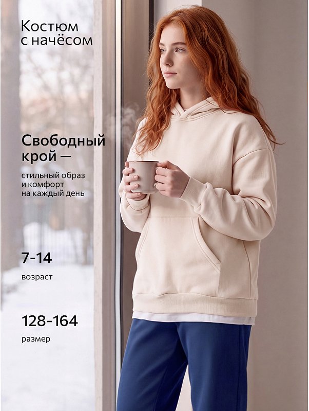 Костюм для девочки из футера с начесом Happyfox