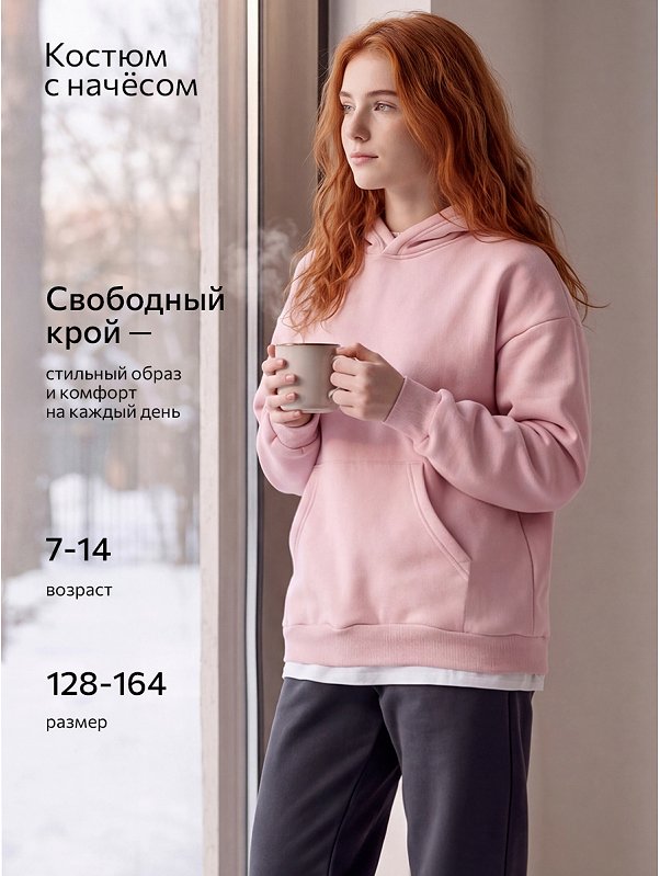 Костюм для девочки из футера с начесом Happyfox