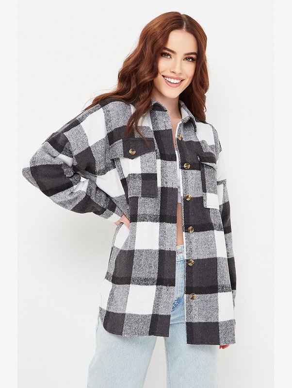 Женская теплая рубашка оверсайз Happy Fox