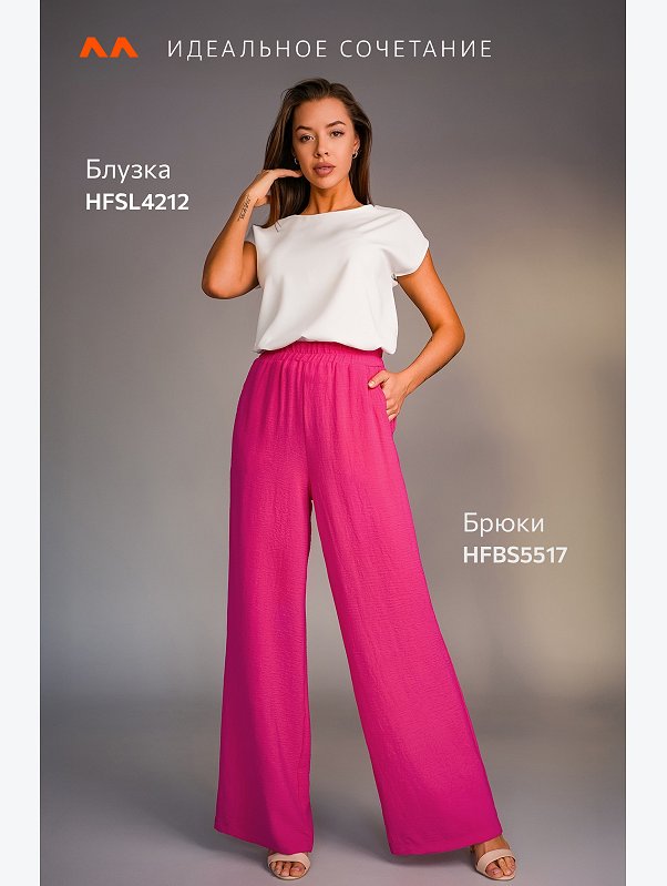 Женские летние брюки палаццо из ткани-жатка Happyfox