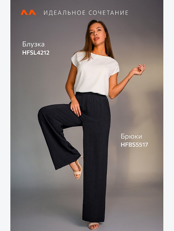 Женские летние брюки палаццо из ткани-жатка Happyfox