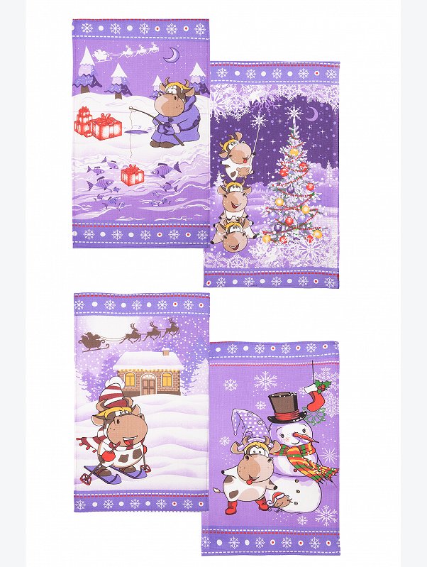 Комплект вафельных полотенец 4 шт Happy Fox Home