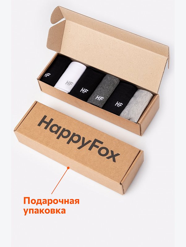6 пар носков средней высоты в подарочной коробке Happyfox