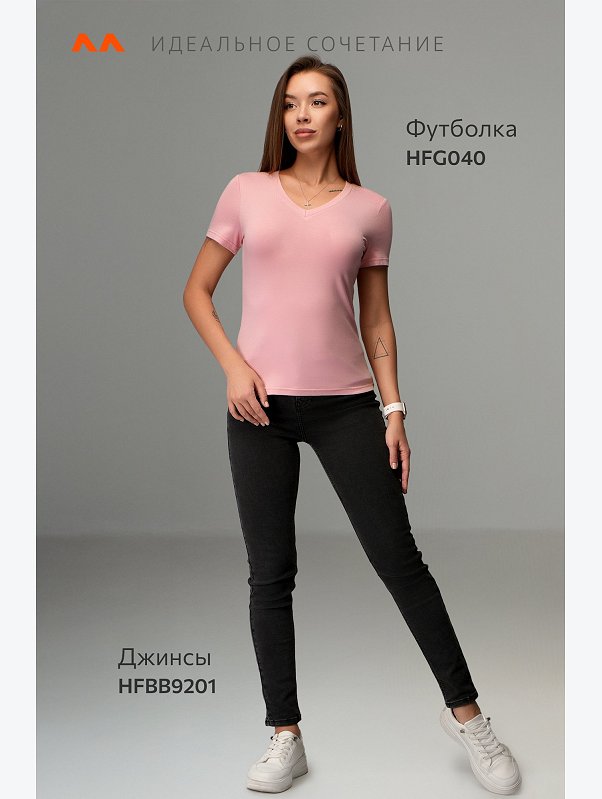 Женская футболка из вискозы с V-вырезом Happyfox