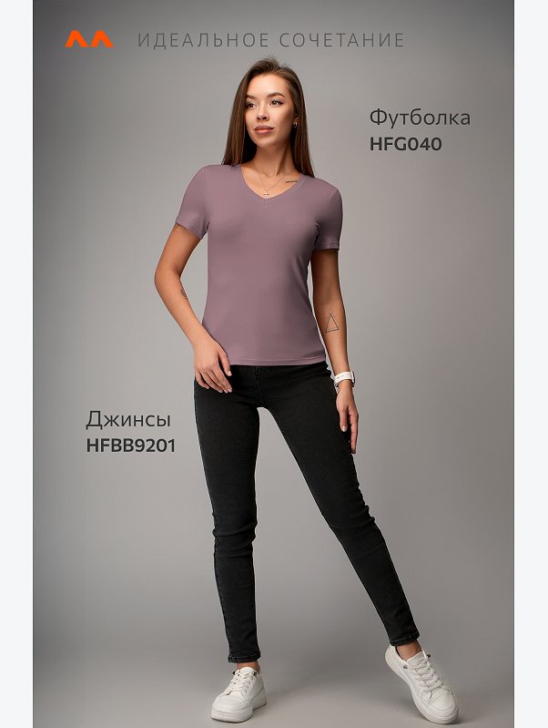 Женская футболка из вискозы с V-вырезом Happyfox