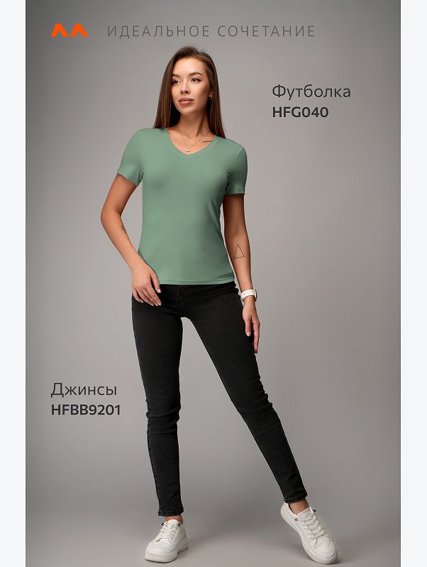 Женская футболка из вискозы с V-вырезом Happyfox