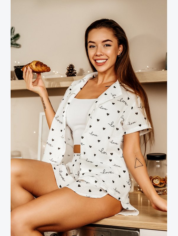 Женская пижама с шортами из муслина Happyfox