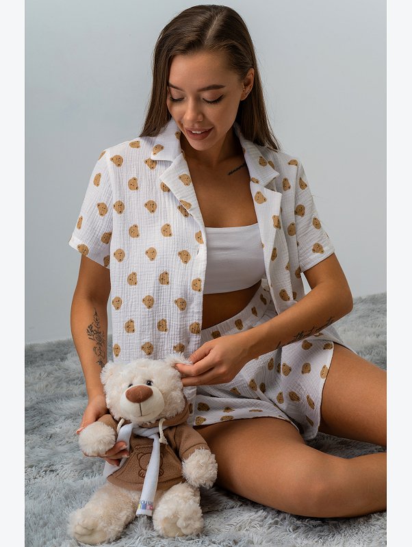 Женская пижама с шортами из муслина Happyfox