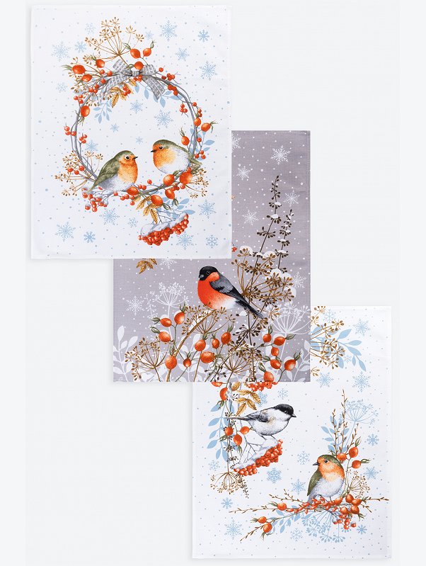 Набор полотенец из рогожки с петельками 3 шт Happy Fox Home