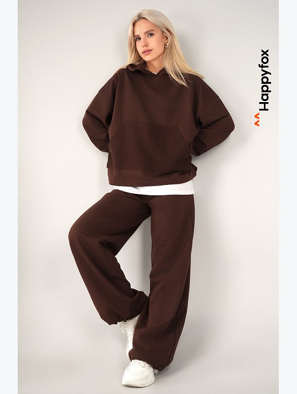 Женский костюм оверсайз из футера Happyfox
