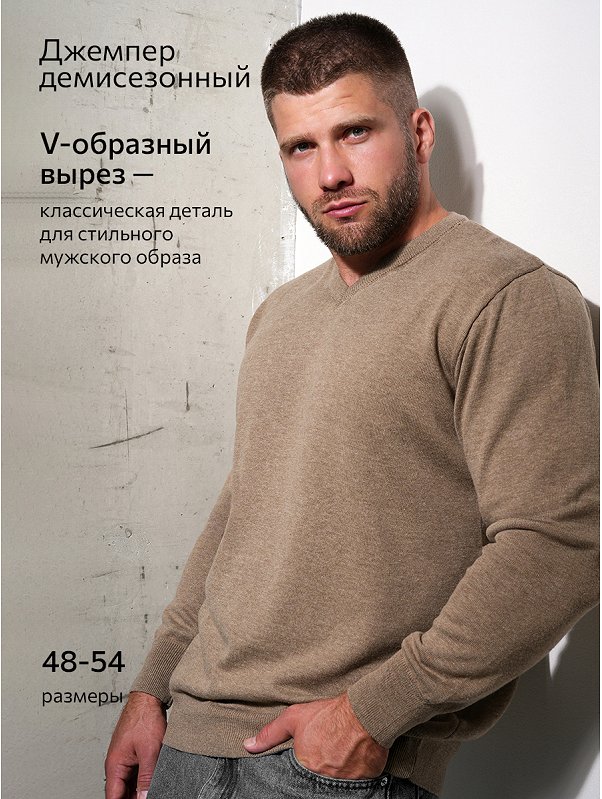 Мужской джемпер с V-вырезом Happyfox
