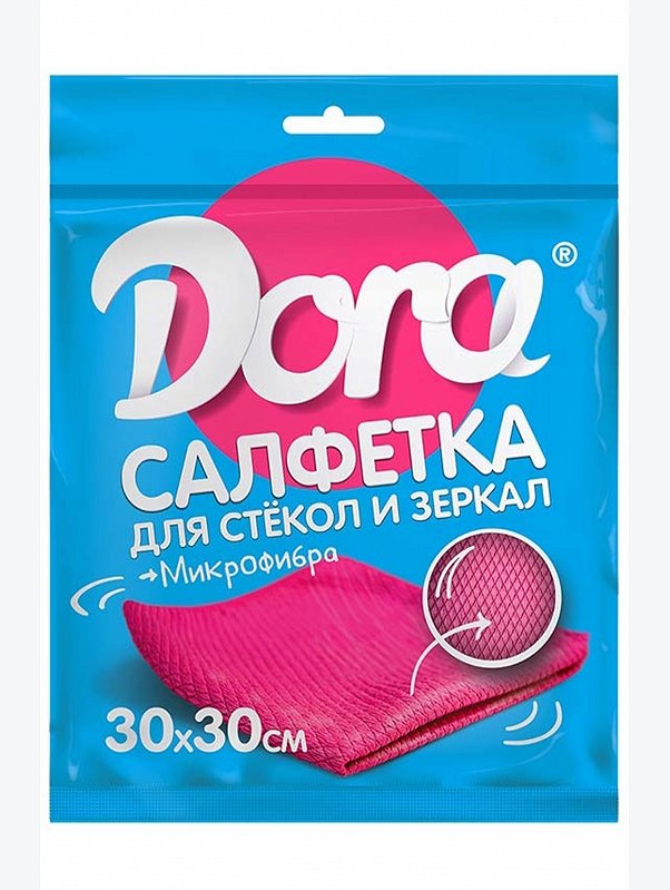 Салфетка из микрофибры для стекол и зеркал Dora