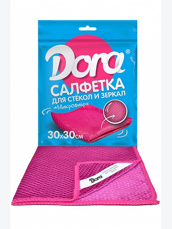 Салфетка из микрофибры для стекол и зеркал Dora