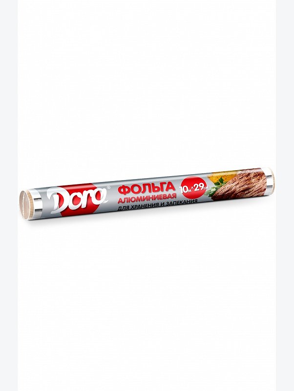 Фольга алюминиевая для хранения и приготовления пищи 29смХ10м Dora