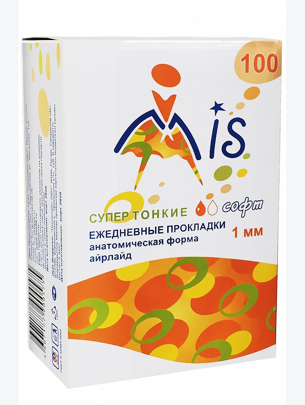 Ежедневные прокладки супер тонкие анатомическая форма 100 шт. MIS
