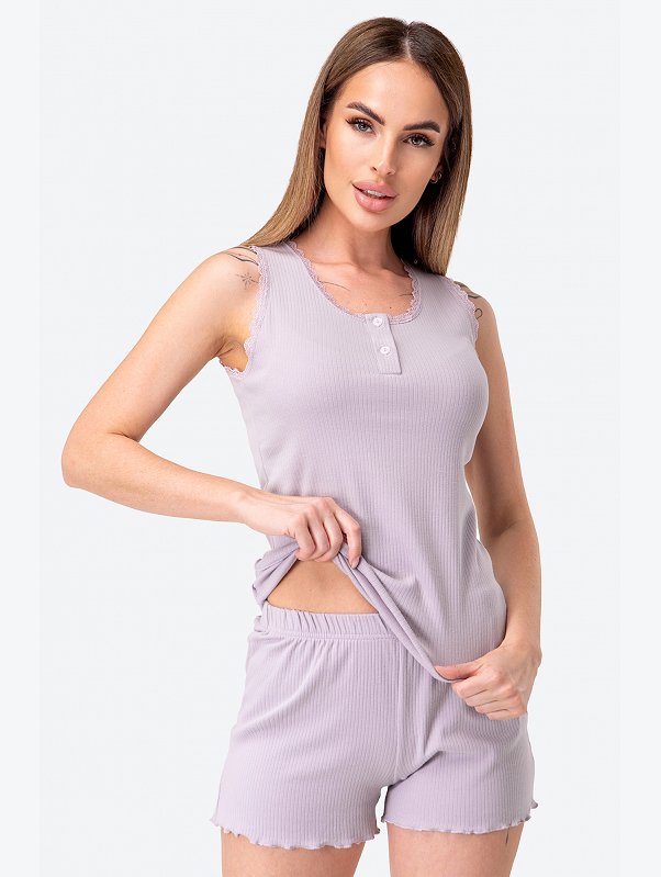Женская пижама с шортами в рубчик Nicoletta