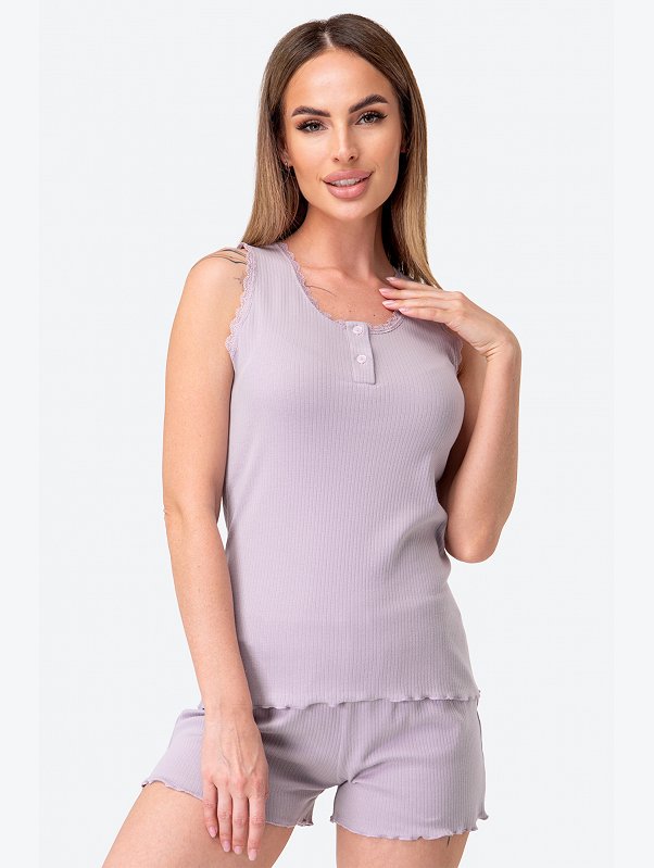 Женская пижама с шортами в рубчик Nicoletta