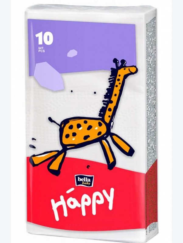 Платочки носовые бумажные 10x10 шт. Bella Baby Happy