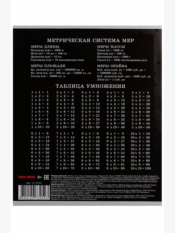 Набор тетрадей в клетку 12 л. 5 шт. Prof-Press