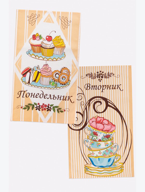Набор вафельных полотенец неделька 8 шт Русский Дом