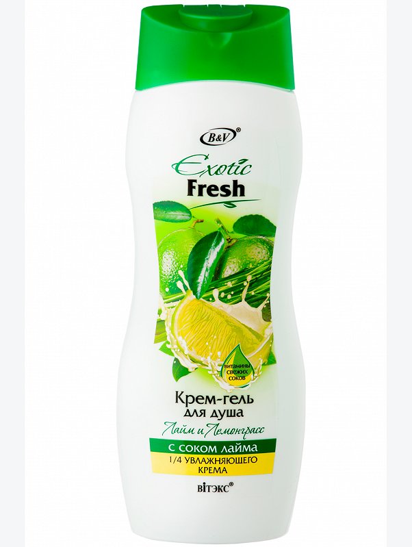 Крем-гель для душа Лайм и лемонграсс EXOTIC FRESH 500 мл Вiтэкс