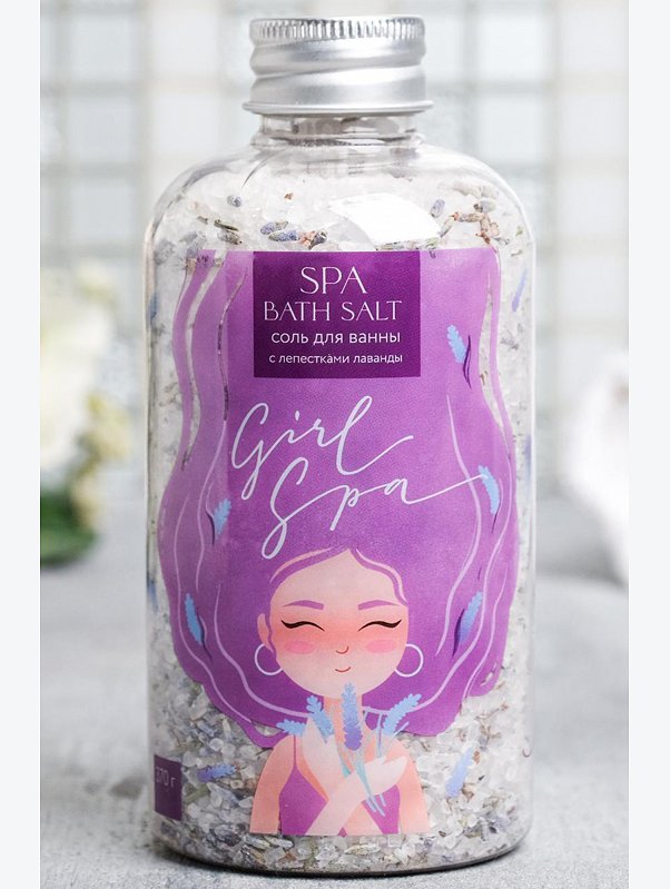Расслабляющая соль для ванны с лепестками лаванды 370 гр Beauty Fox