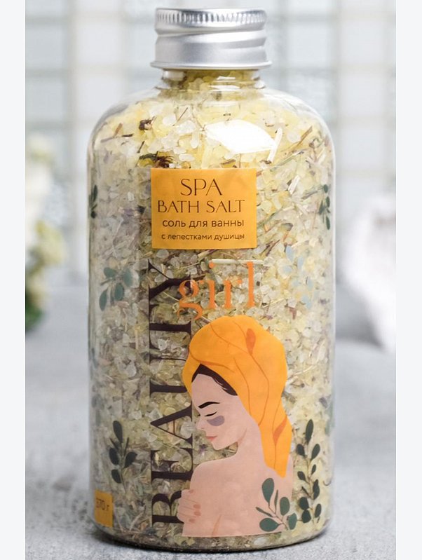 Расслабляющая соль для ванны с лепестками душицы 370 гр Beauty Fox