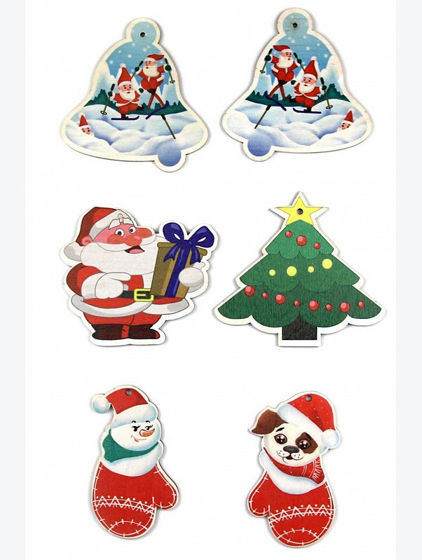 Фигурки для декорирования Новогодние подвески 6 шт. Woodlandtoys