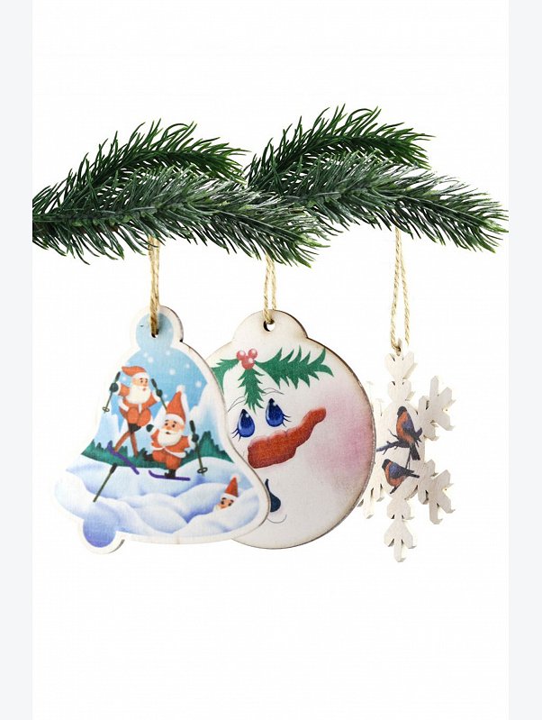 Фигурки для декорирования Новогодние подвески 6 шт. Woodlandtoys