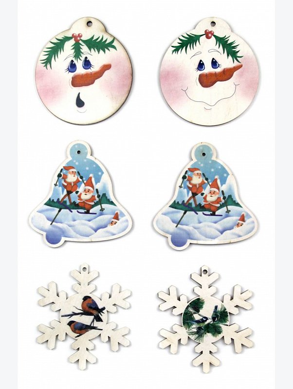 Фигурки для декорирования Новогодние подвески 6 шт. Woodlandtoys