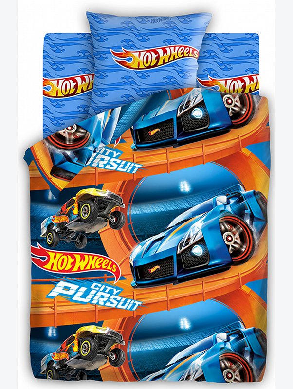 Детское постельное белье из бязи, 1,5 сп, наволочки 70*70 Hot wheels