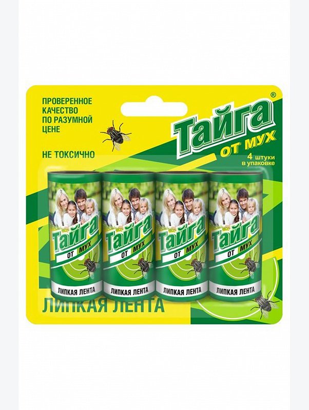 Лента липкая от мух 4 шт Тайга