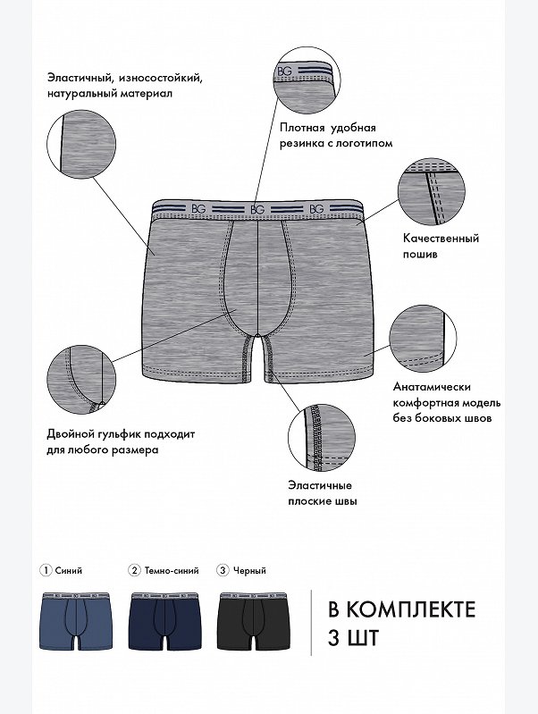 Мужские трусы 3шт. BeGood
