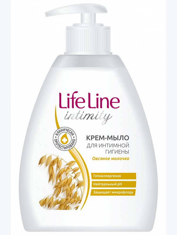 Жидкое крем-мыло интимное овсяное молочко 280 мл. Life Line