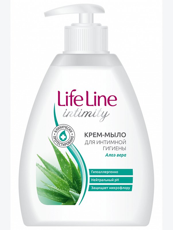 Жидкое крем-мыло интимное алоэ вера 280 мл. Life Line