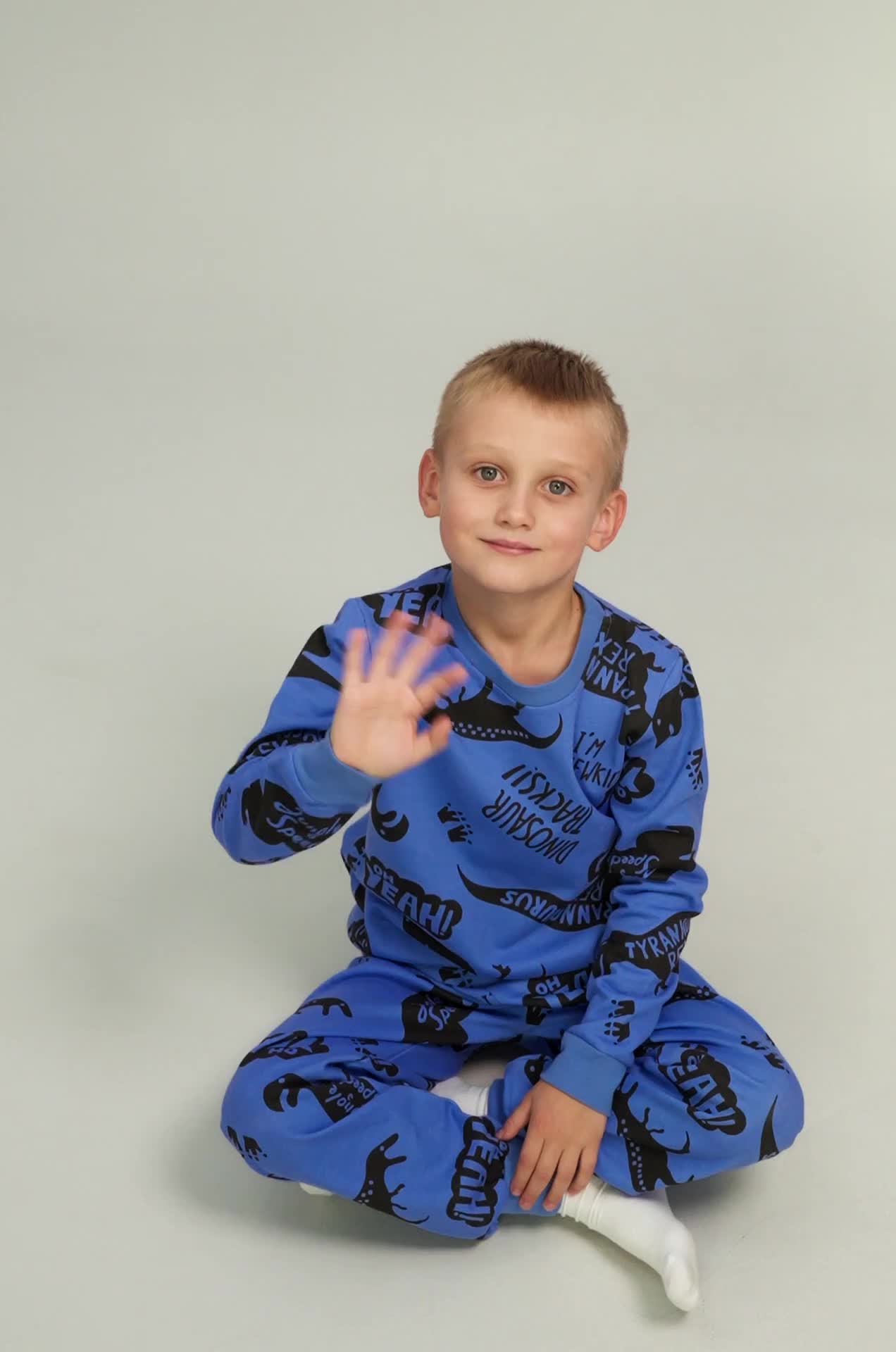 Хлопковая пижама для мальчика из футера с начесом Happyfox