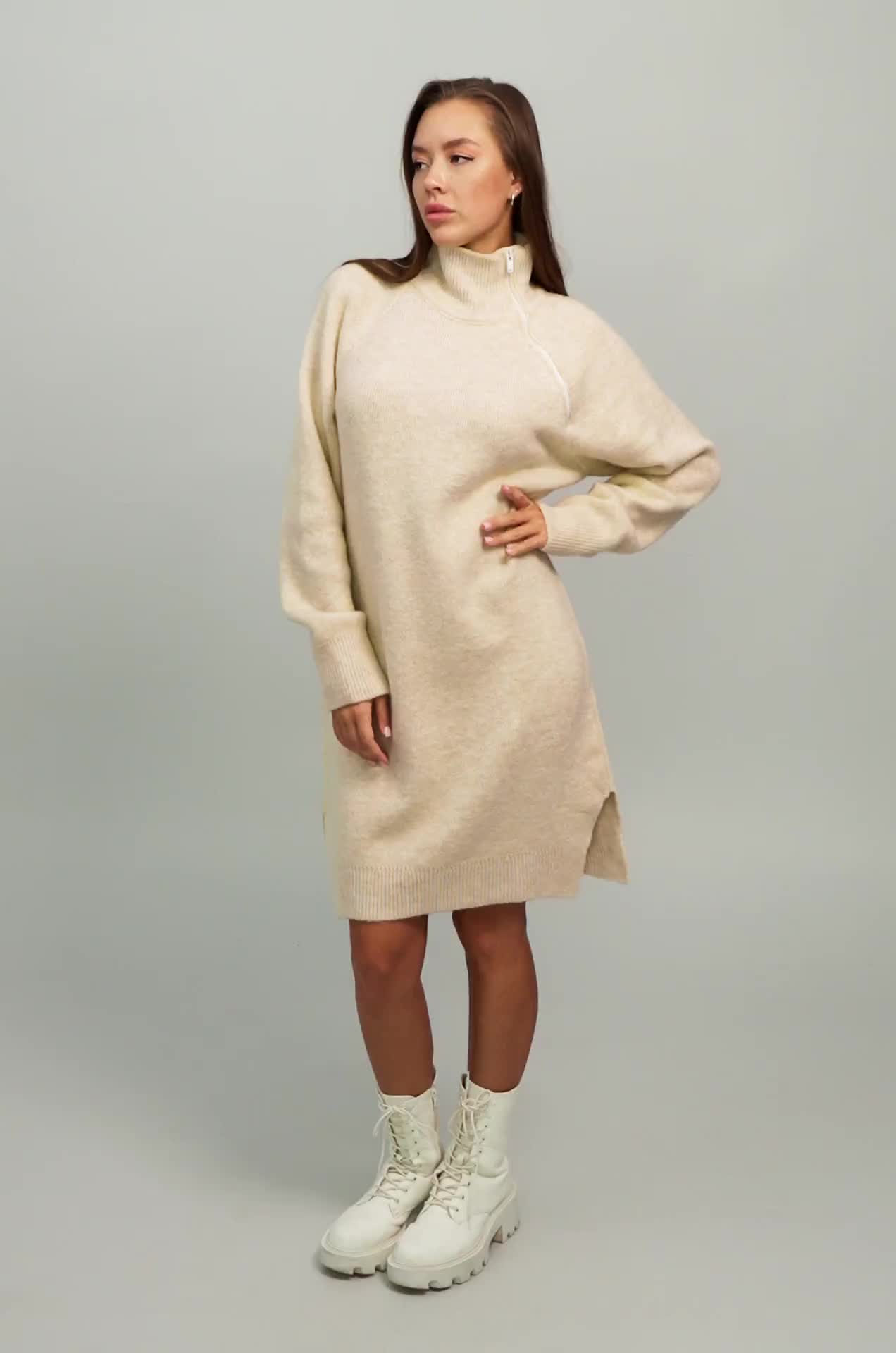 Женское теплое вязаное платье оверсайз Happyfox