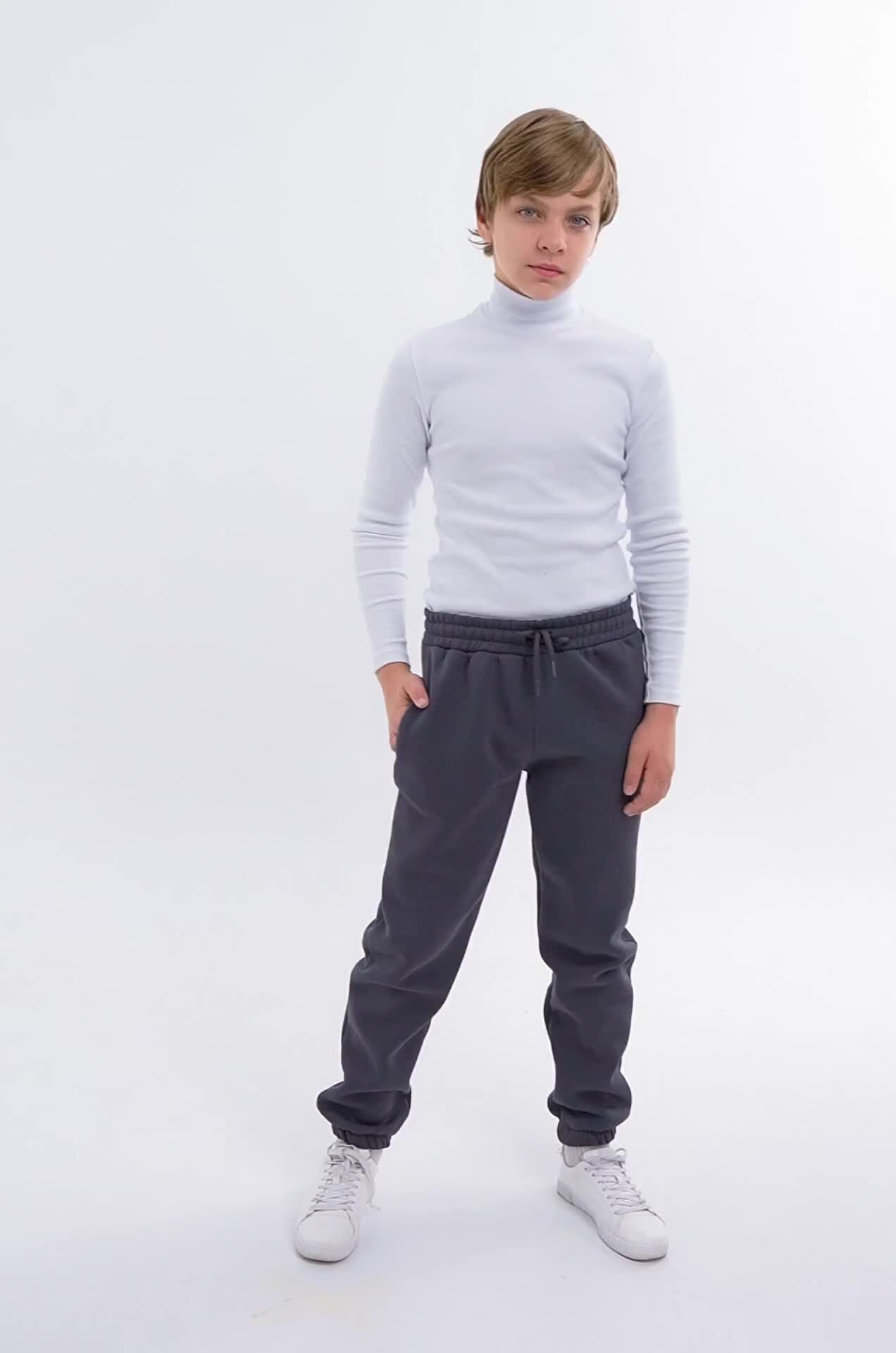 Детские брюки-джоггеры из футера с начесом Happy Fox
